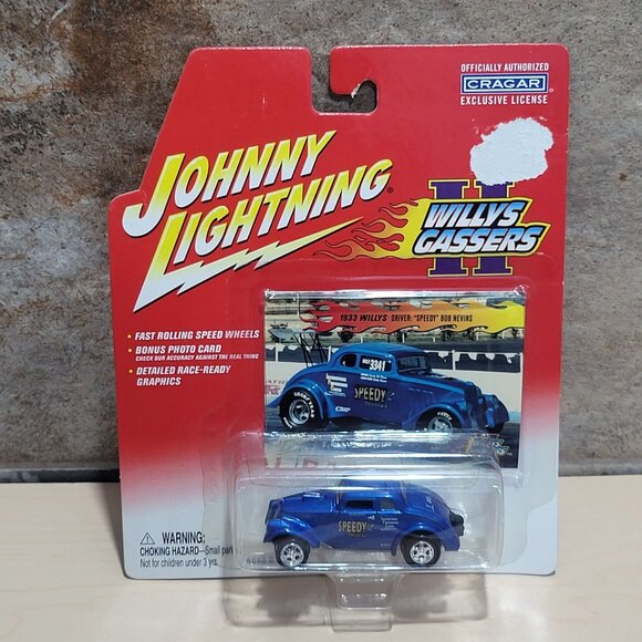 Johnny Lightning Willys Gassers II 1933 Speedy White Lightning Chase Blue 2002 - Picture 2 of 11